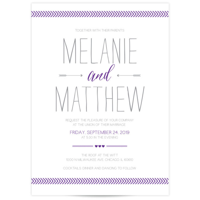 Purple and Gray Wedding Invitation