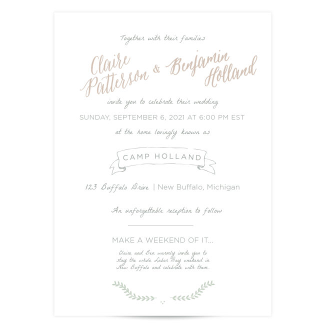 by the water lake wedding invitaitons