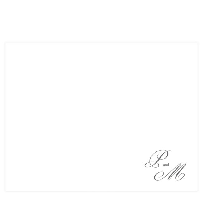 gray initial script stationery