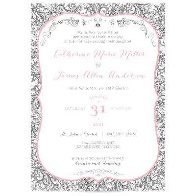 Gray and Pink Wedding Invitations