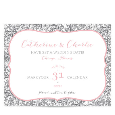 Gray and Pink Save the Date
