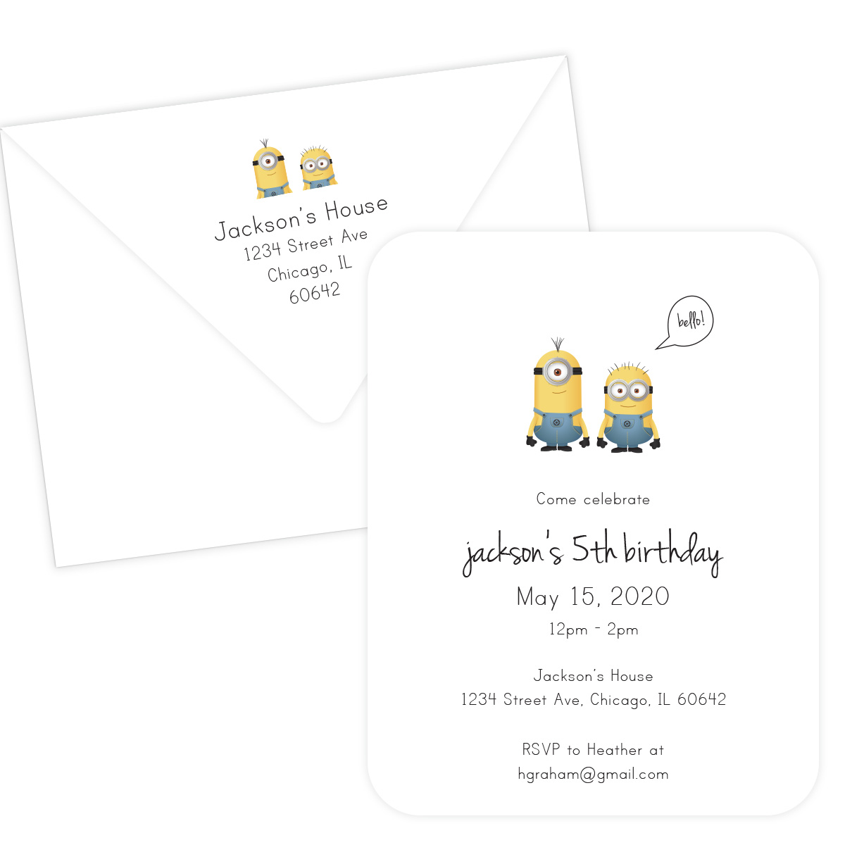 10 x Personalised Birthday Invitations or Thank you Cards MINIONS STAR WARS 
