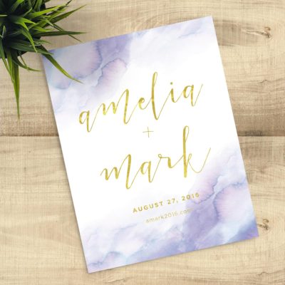 Lavender Watercolor Gold Save the Date