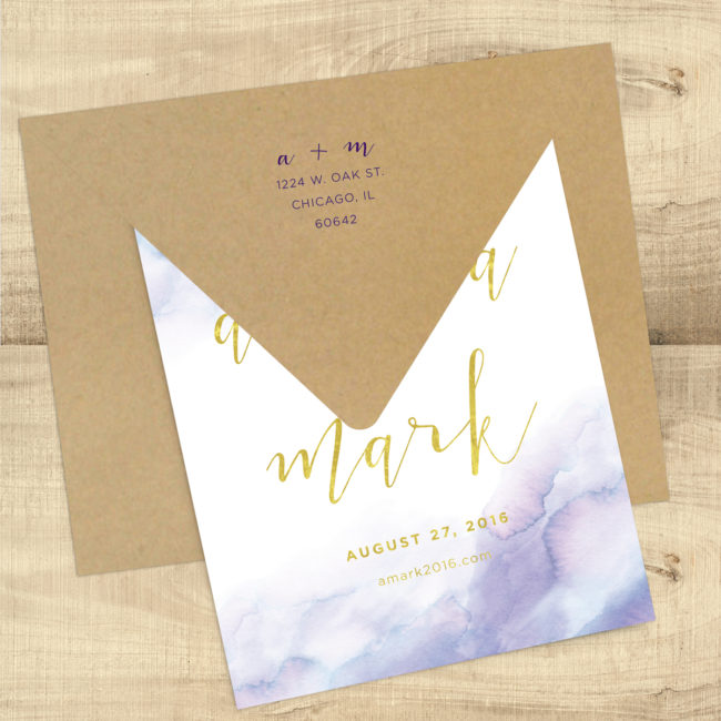 Lavender Watercolor Gold Save the Date