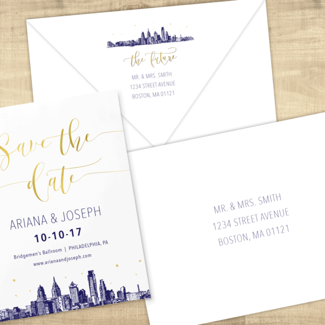 Gold Sky Save the Date - Address Printing