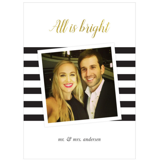 All is Bright - Gold and Black Photo Holiday Card