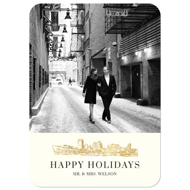 Merried - Gold Skyline Holiday Card